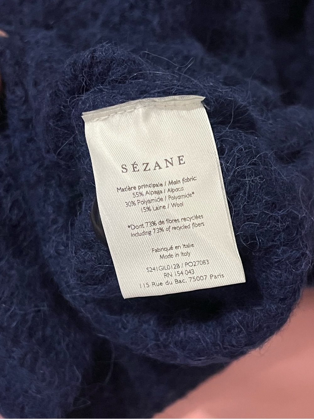 Sezane Deep Navy Textured Button-Up Cardigan - Picture 5 of 5
